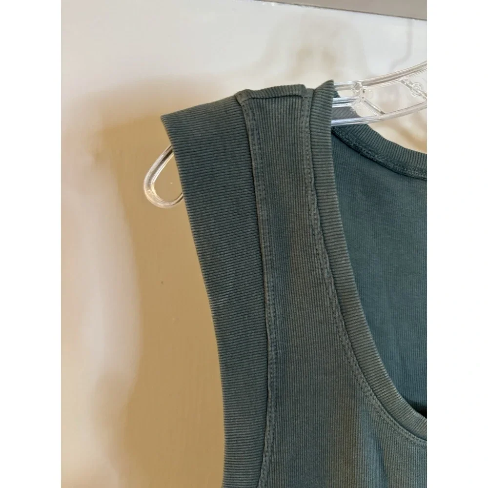 DAILY PRACTICE ANTHROPOLOGIE Dark Green Bubble Hem Tank Dress M‎
